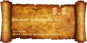 Becker Bendegúz névjegykártya